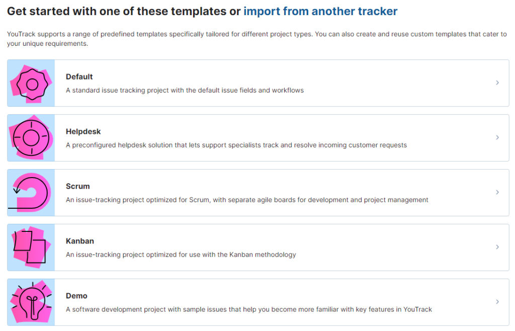 YouTrack Project Types